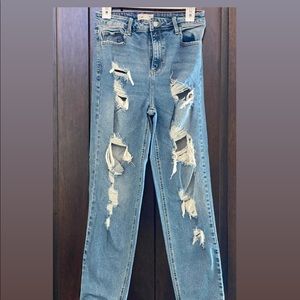 High Waist Distressed Jeans